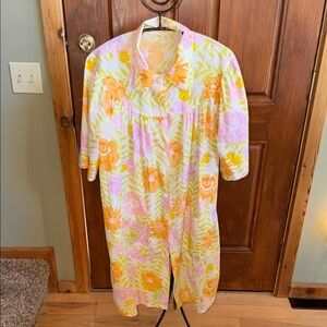 Sears Vintage “The Comfort Coat” Perma-Smooth Floral Button-Up‎ Sz 1X Robe